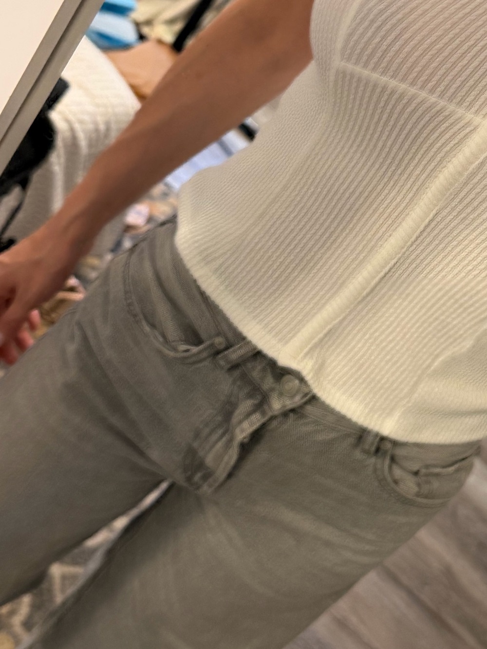 Zara Grey High-Rise Wide Leg Jeans